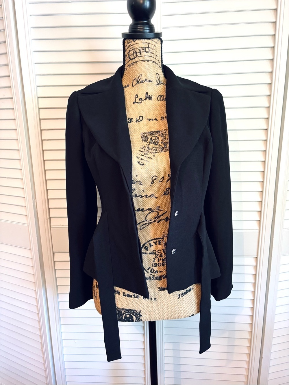 Talbots Black Button Down Blazer Jacket with Front Tie Size 2 Petite 2P - Picture 5 of 8